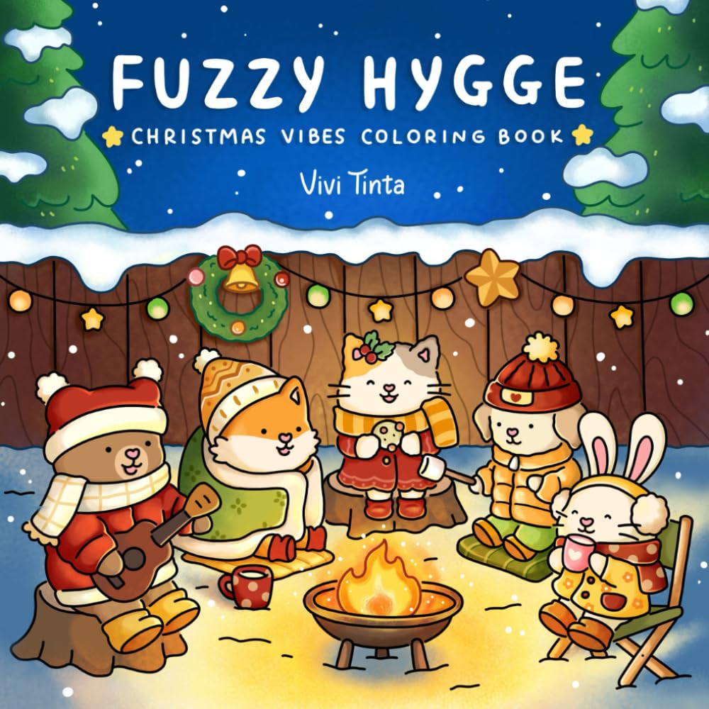 Pre Order Fuzzy Hygge: Christmas Vibes Coloring Book - Vivi Tinta