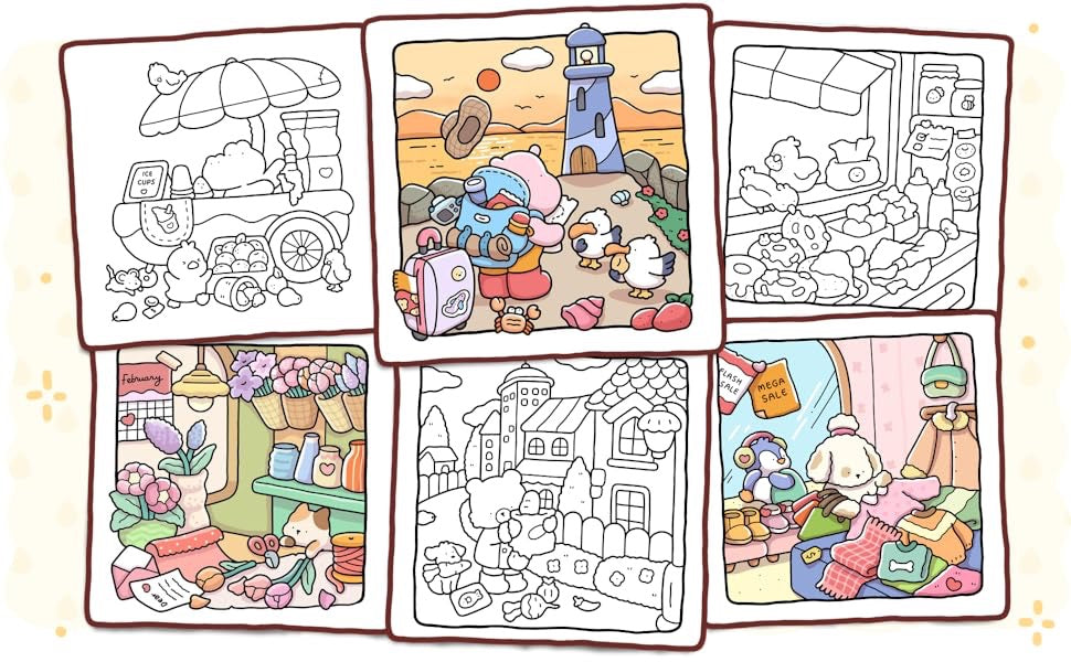 Comfy Corner: Coloring Book for Adults and Kids -Coco Wyo